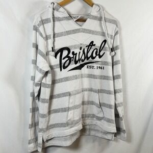 US Vintage Terry Cloth Pullover Hoddie Bristol Sz L‎ Unisex Beachy Coastal Vibe